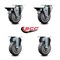 Service Caster 4'' Thermo Rubber Wheel Swivel Top Plate Caster Set with 2 Posi Brakes 2 Rigid, 4PK SCC-20S414-TPRB-PLB-2-R-2 - alternate 5